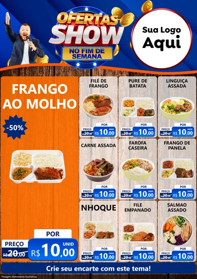 Modelo de Encarte para Encarte A4 Vertical com o tema Ofertas Show No Fim De Semana para Restaurante