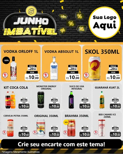 Modelo de Rede Social para Feed Instagram com o tema Junho Imbatível para Distribuidora de bebidas