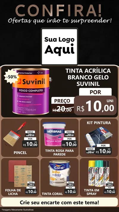 Modelo de Rede Social para Stories com o tema Confira! Ofertas que irão te surpreender! para Tintas e Ferramentas