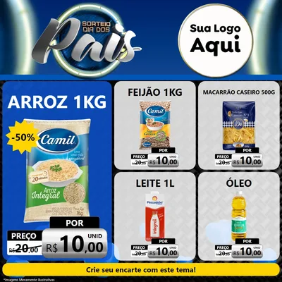 Modelo de Rede Social para Feed Facebook com o tema Sorteio Dia Dos Pais para Supermercado