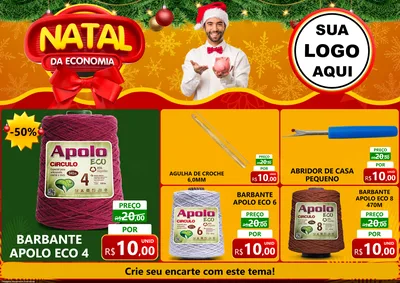 Modelo de Encarte para Encarte A4 Horizontal com o tema Natal da Economia para Armarinho e Aviamentos