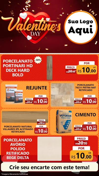 Modelo de TV para TV Vertical com o tema Valentine's Day para Pisos e revestimentos