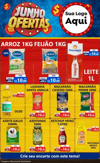 Modelo de Encarte para Encarte Grande com o tema Junho de Ofertas para Supermercado