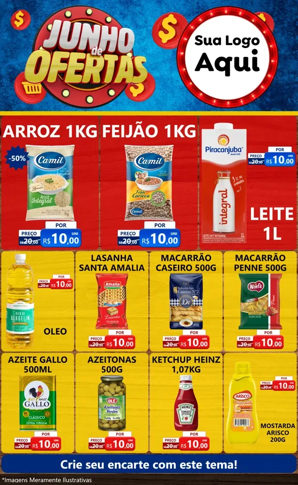 Modelo de Encarte para Encarte Grande com o tema Junho de Ofertas para Supermercado