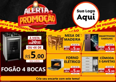 Modelo de Encarte para Encarte A4 Horizontal com o tema Alerta de Promoção para Móveis e Eletro