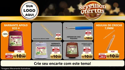 Modelo de TV para TV Horizontal com o tema Réveillon de Ofertas para Armarinho e Aviamentos