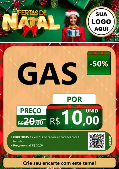 Modelo de Cartaz para Cartaz A4 Vertical com o tema Ofertas de Natal para Água e gás