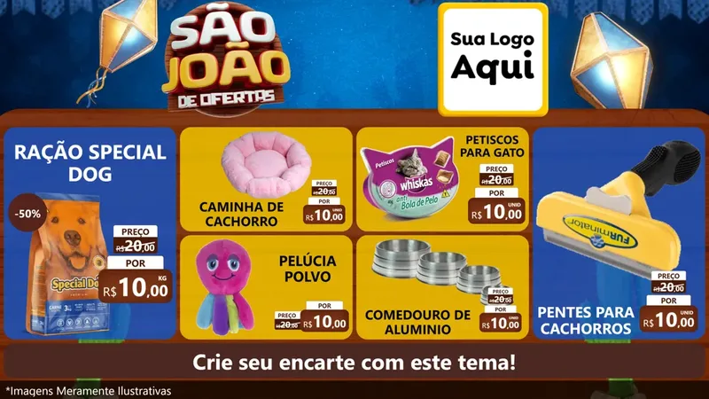 Modelo de TV para TV Horizontal com o tema São João Ofertas Imbatíveis! - Junina para Pet Shop