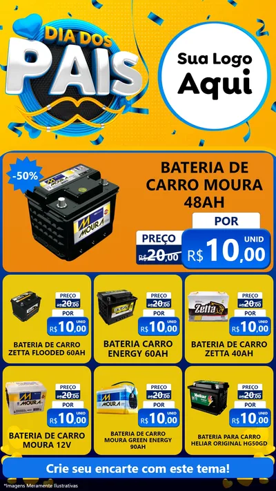 Modelo de Rede Social para Stories com o tema Dia dos Pais para Baterias Elétricas