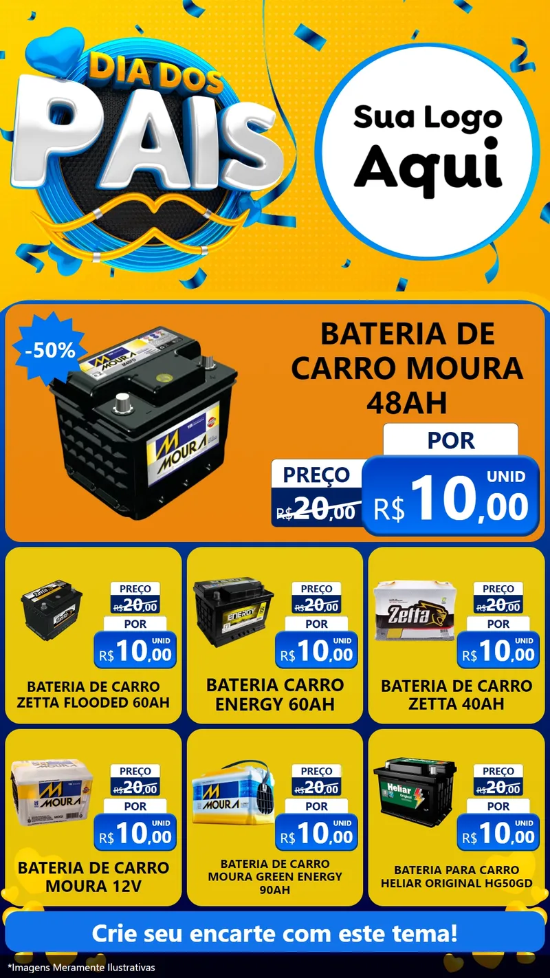 Modelo de Rede Social para Stories com o tema Dia dos Pais para Baterias Elétricas