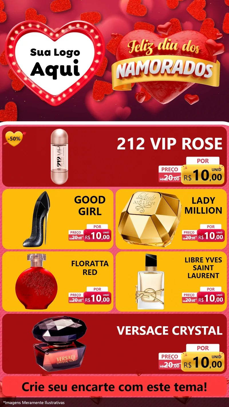 Modelo de TV para TV Vertical com o tema Feliz Dia Dos Namorados para Perfumes