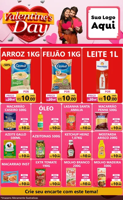Modelo de Encarte para Encarte Grande com o tema Valentine's Day para Supermercado