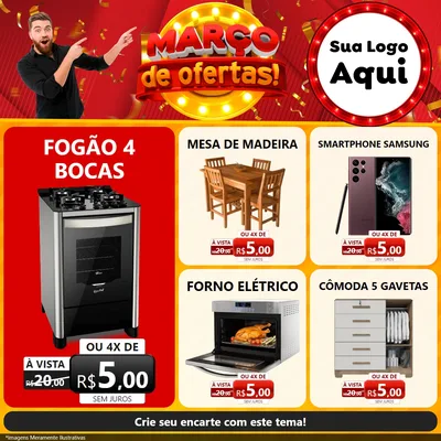 Modelo de Rede Social para Feed Facebook com o tema Março de Ofertas! para Móveis e Eletro