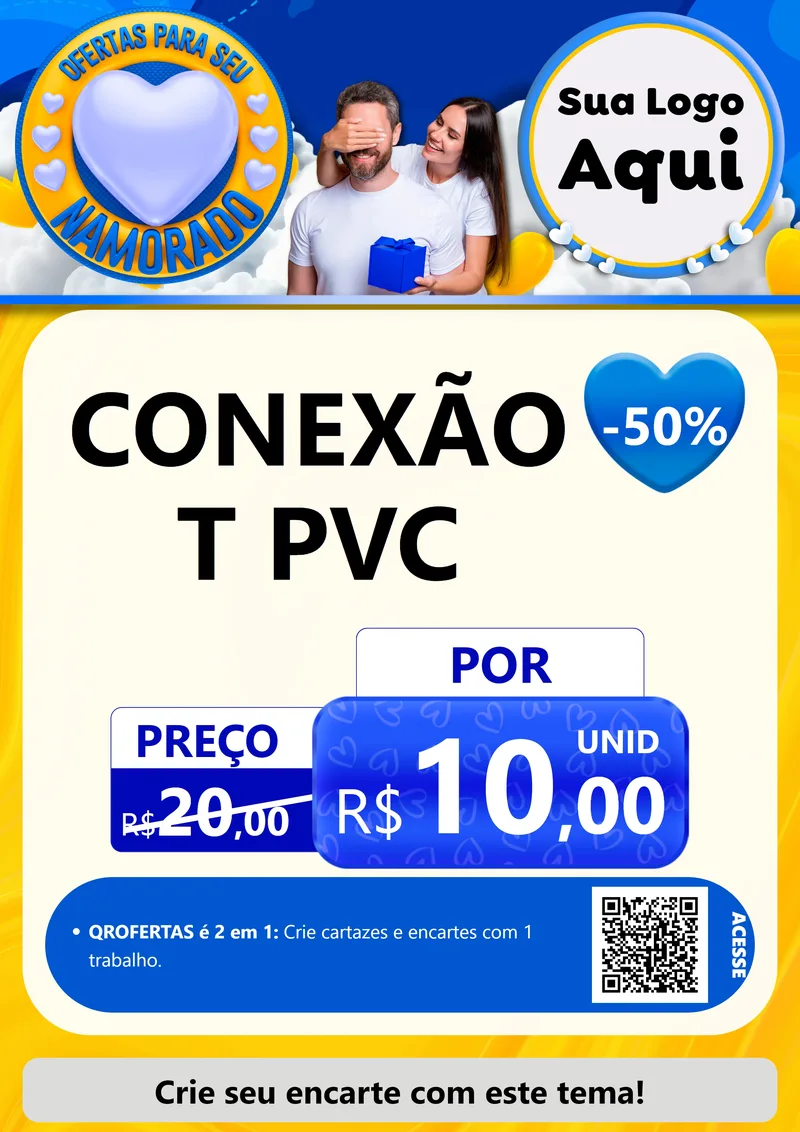 Modelo de Cartaz para Cartaz A4 Vertical com o tema Ofertas Para Seu Namorado para Tubos e conexões