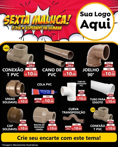 Modelo de Rede Social para Feed Instagram com o tema Sexta Maluca! para Tubos e conexões
