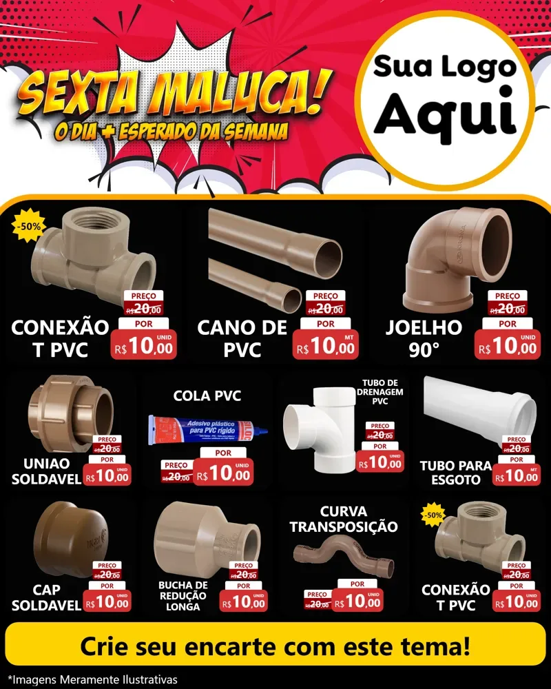 Modelo de Rede Social para Feed Instagram com o tema Sexta Maluca! para Tubos e conexões