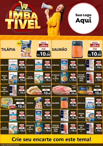 Modelo de Encarte para Encarte A4 Vertical com o tema Fim de Semana Imbatível para Peixaria