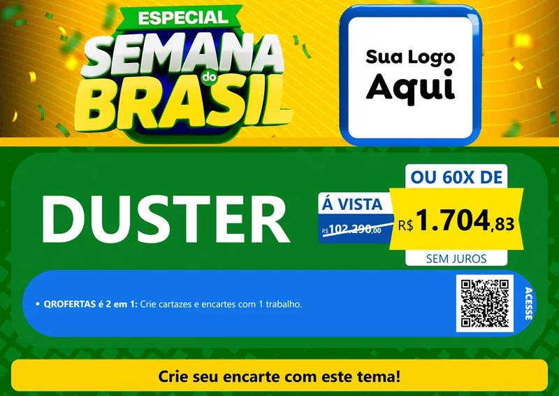 Modelo de Cartaz para Cartaz A4 Horizontal com o tema Especial Semana do Brasil para Concessionaria de Carros