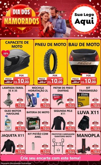Modelo de Encarte para Encarte Grande com o tema Dia Dos Namorados para Moto peças