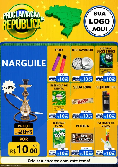 Modelo de Encarte para Encarte A4 Vertical com o tema Proclamação da República para Tabacaria