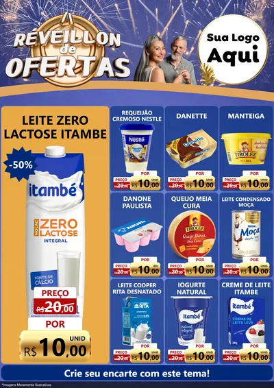 Modelo de Encarte para Encarte A4 Vertical com o tema Réveillon de Ofertas para Frios e Laticínios