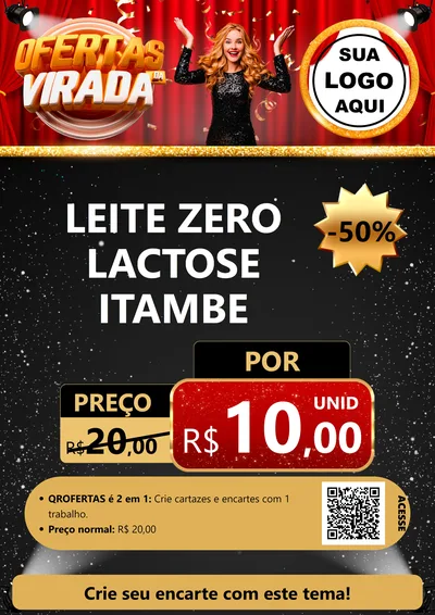 Modelo de Cartaz para Cartaz A4 Vertical com o tema Ofertas da Virada para Frios e Laticínios
