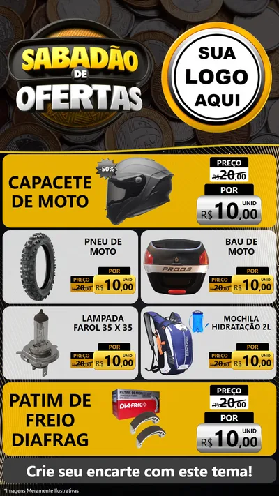 Modelo de TV para TV Vertical com o tema Sabadão de Ofertas para Moto peças
