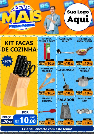 Modelo de Encarte para Encarte A4 Vertical com o tema Leve Mais, Pague Menos para Utilidades Domésticas