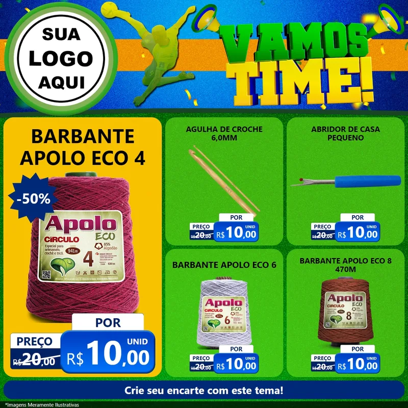 Modelo de Rede Social para Feed Facebook com o tema Vamos Time! para Armarinho e Aviamentos