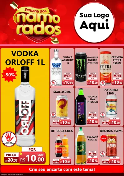 Modelo de Encarte para Encarte A4 Vertical com o tema Semana dos namorados para Distribuidora de bebidas