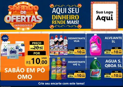 Modelo de Encarte para Encarte A4 Horizontal com o tema Sábado de Ofertas Imperdíveis para Produtos de Limpeza