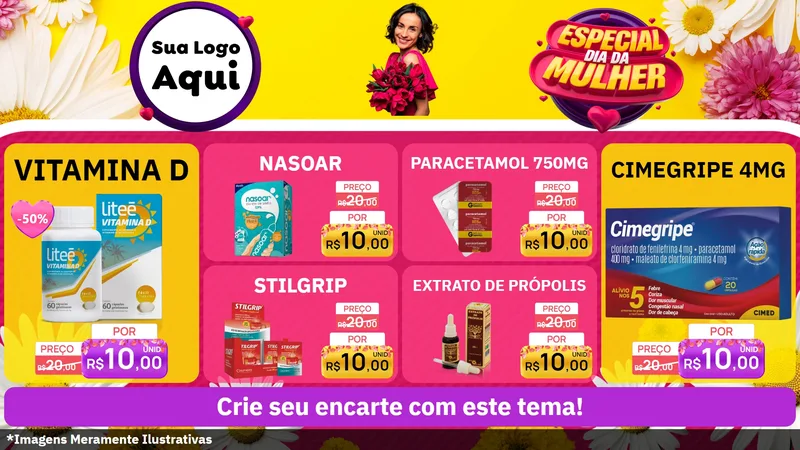 Modelo de TV para TV Horizontal com o tema Especial Dia da Mulher para Farmácia