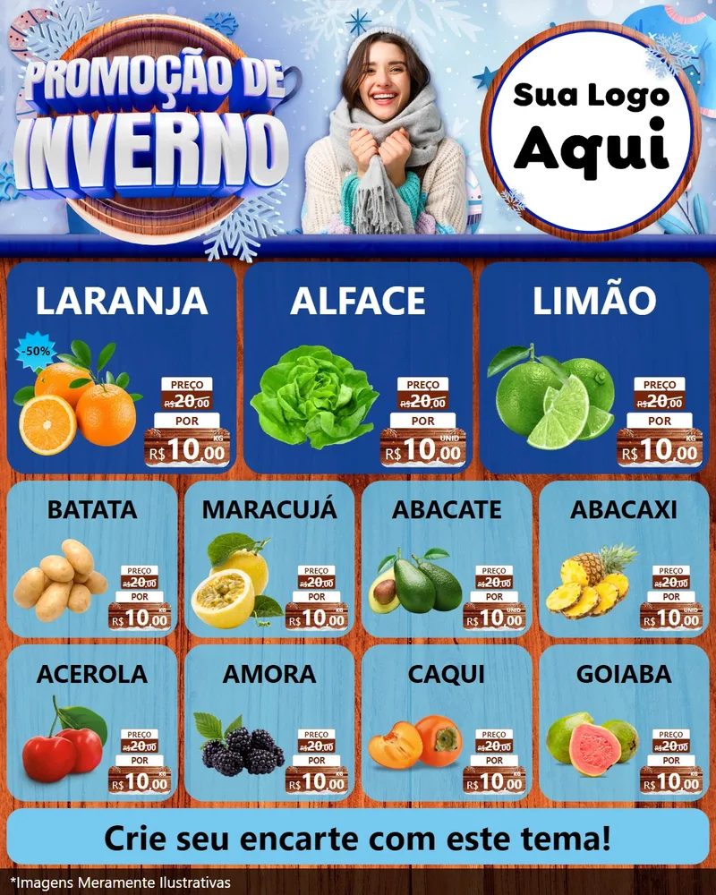 Modelo de Rede Social para Feed Instagram com o tema Promoção de Inverno para Hortifrúti