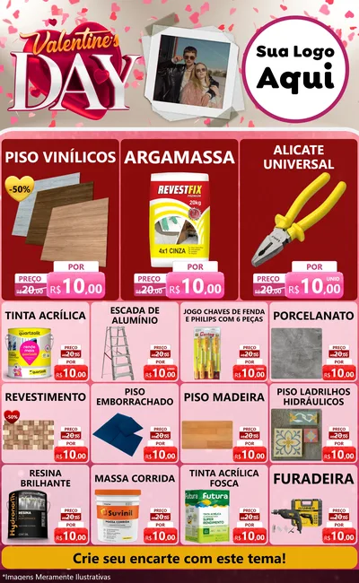 Modelo de Encarte para Encarte Grande com o tema Valentine's Day para Material para Construção