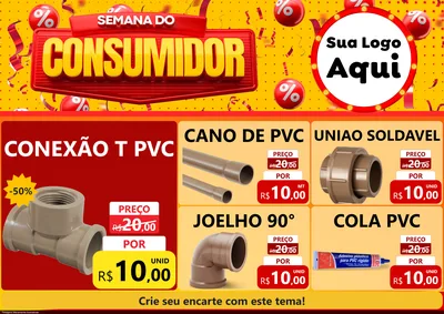 Modelo de Encarte para Encarte A4 Horizontal com o tema Semana do Consumidor para Tubos e conexões
