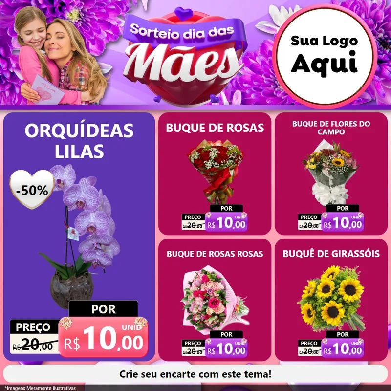 Modelo de Rede Social para Feed Facebook com o tema Sorteio Dia das Mães para Floricultura e jardim
