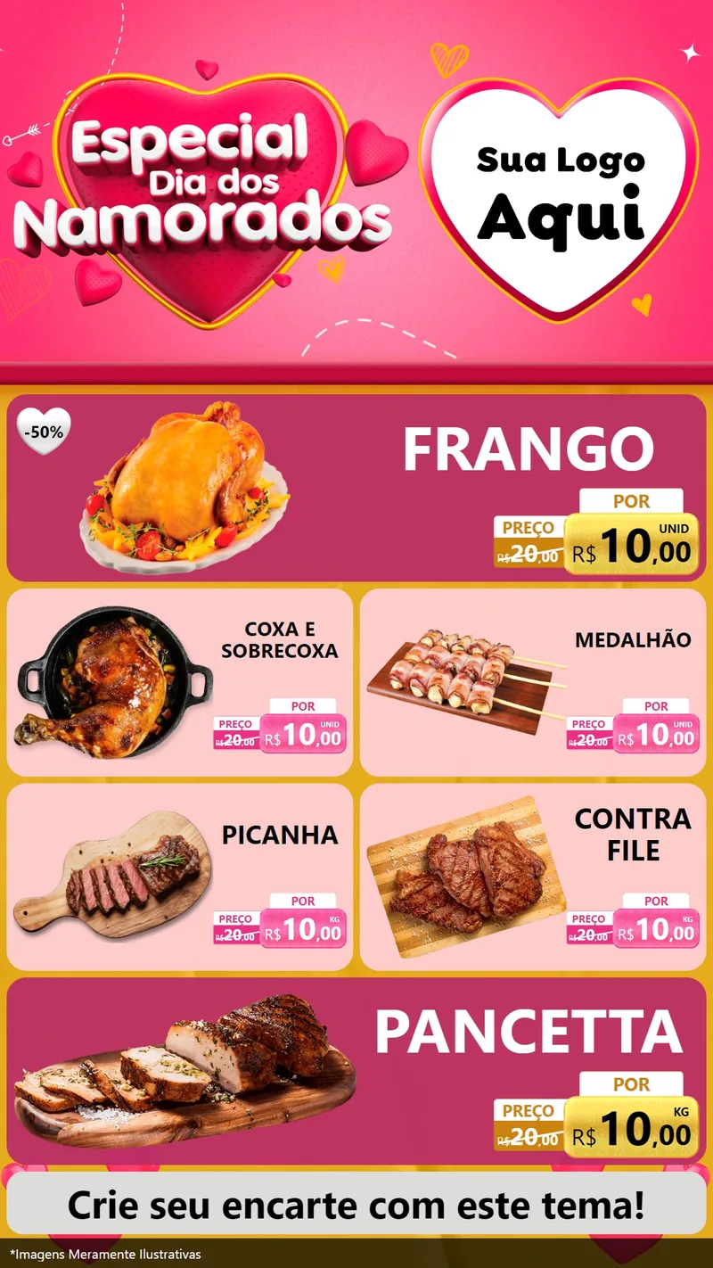 Modelo de TV para TV Vertical com o tema Especial Dia dos Namorados para Assados
