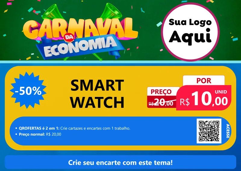 Modelo de Cartaz para Cartaz A4 Horizontal com o tema Carnaval da Economia para Informática