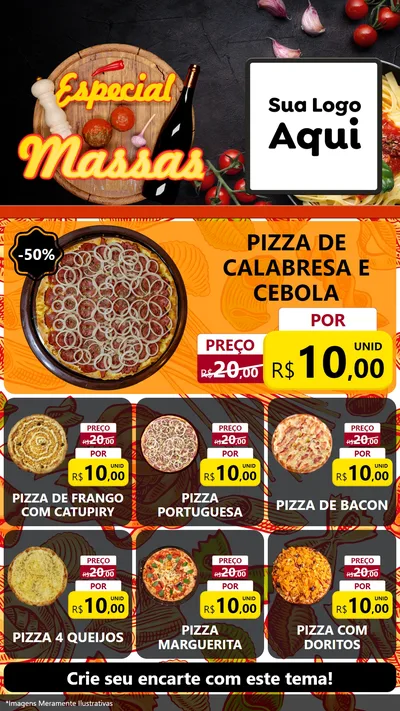 Modelo de Rede Social para Stories com o tema Especial Massas para Pizzaria