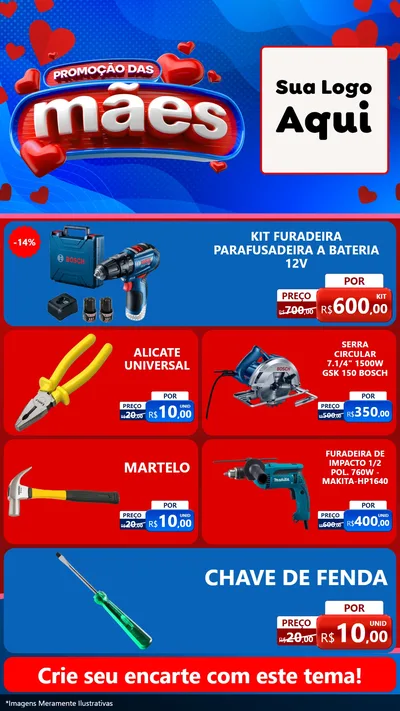 Modelo de TV para TV Vertical com o tema Promoção das Mães para Maquinas e Ferramentas