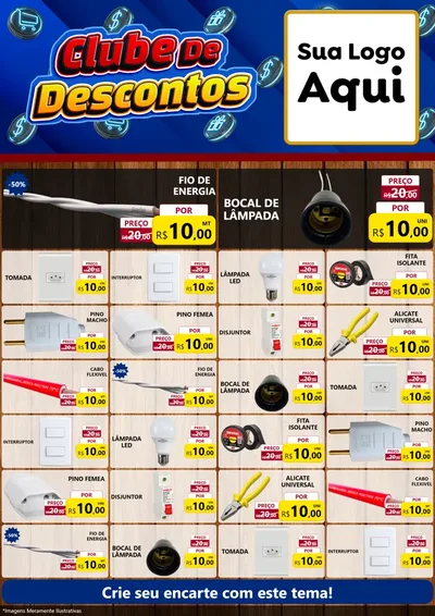 Modelo de Encarte para Encarte A4 Vertical com o tema Clube de Descontos para Materiais Elétricos