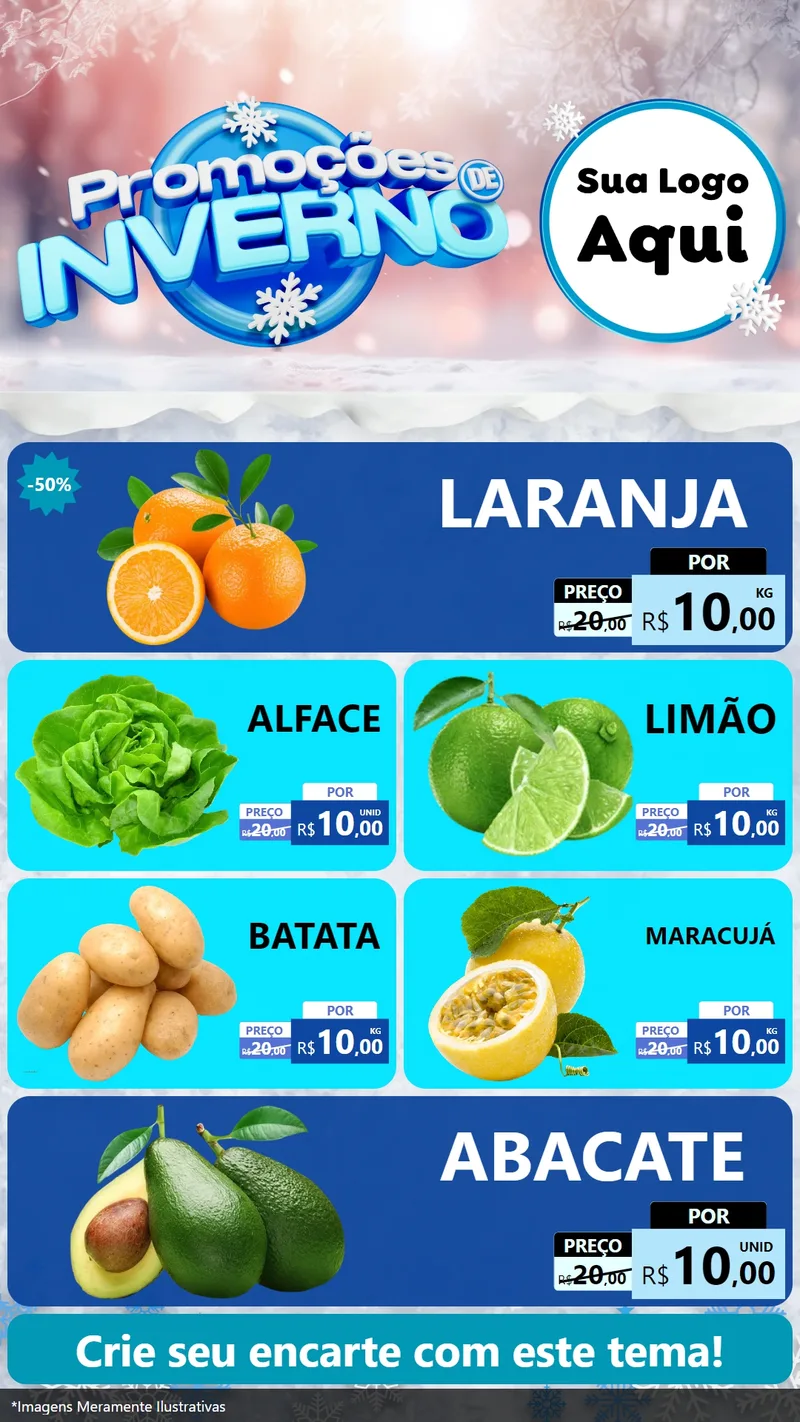 Modelo de TV para TV Vertical com o tema Promoções de Inverno para Hortifrúti