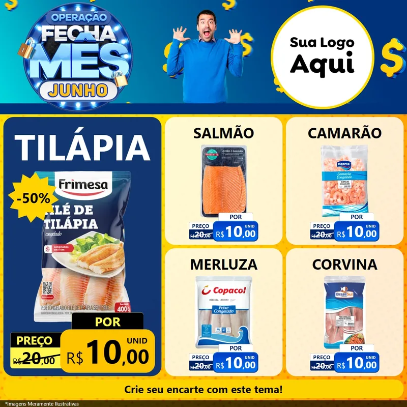 Modelo de Rede Social para Feed Facebook com o tema Operação Fecha Mês, Junho para Peixaria