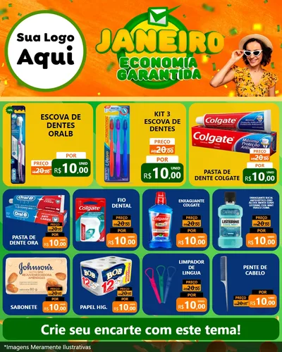 Modelo de Rede Social para Feed Instagram com o tema Janeiro - Economia Garantida para Higiene Pessoal