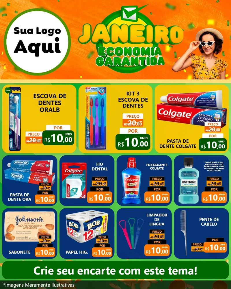 Modelo de Rede Social para Feed Instagram com o tema Janeiro - Economia Garantida para Higiene Pessoal