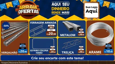 Modelo de TV para TV Horizontal com o tema Arraiá de Ofertas - Junina para Ferragens