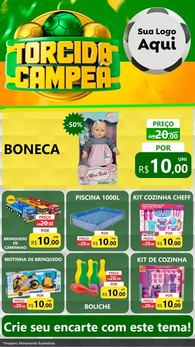 Modelo de Rede Social para Stories com o tema Torcida Campeã - Copa para Brinquedos