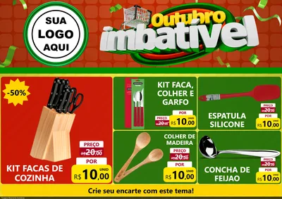 Modelo de Encarte para Encarte A4 Horizontal com o tema Outubro Imbatível para Utilidades Domésticas