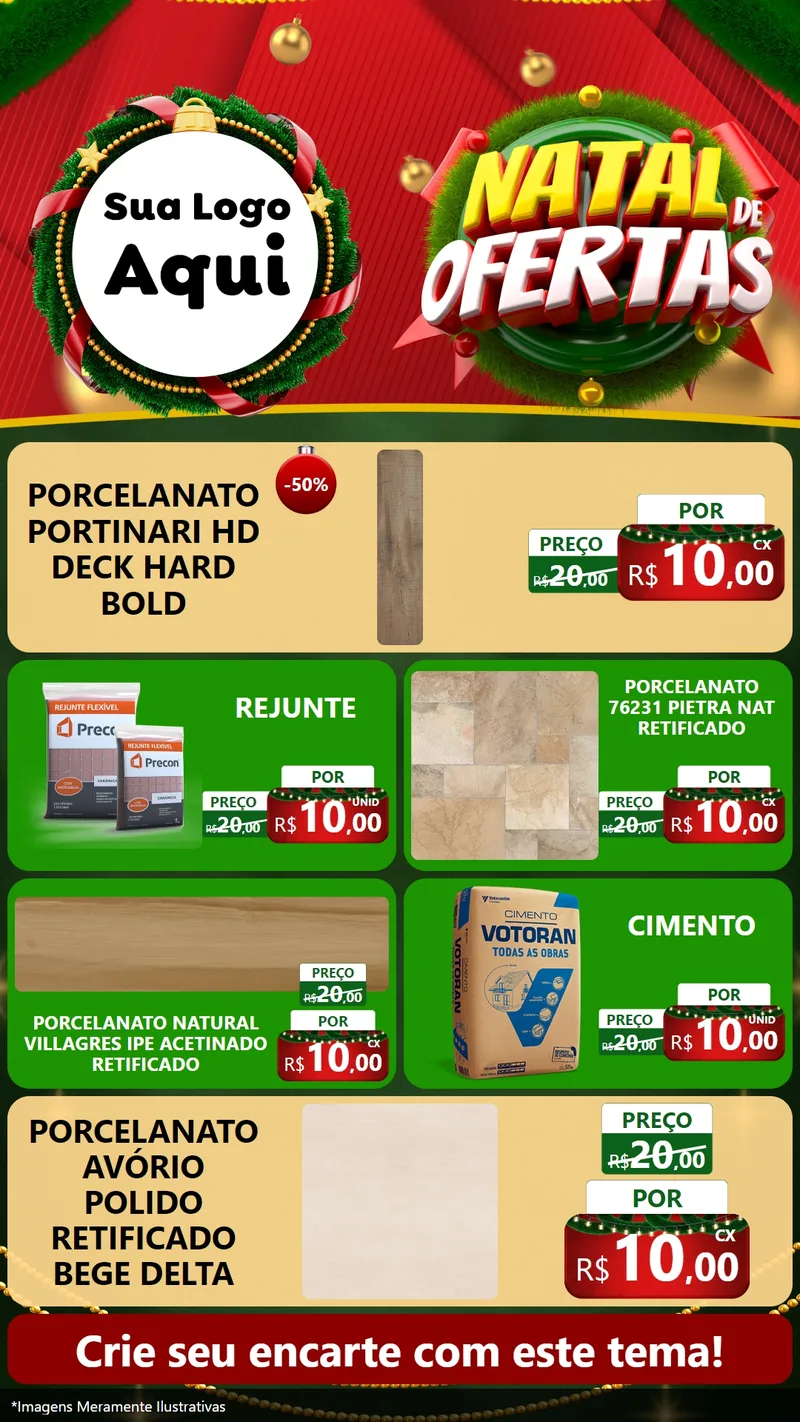 Modelo de TV para TV Vertical com o tema Natal de Ofertas para Pisos e revestimentos
