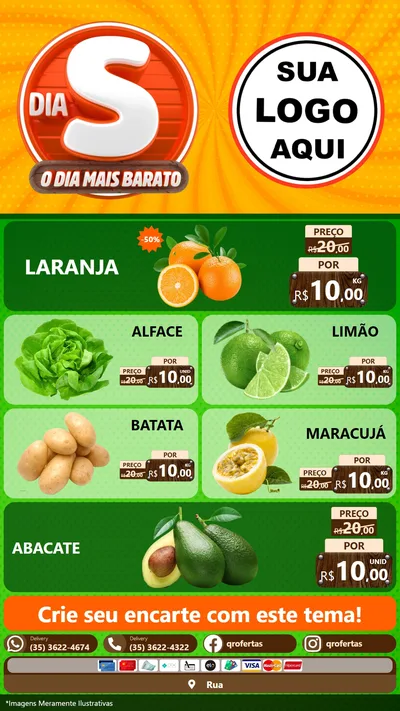 Modelo de TV para TV Vertical com o tema Dia S - O Dia Mais Barato para Hortifrúti